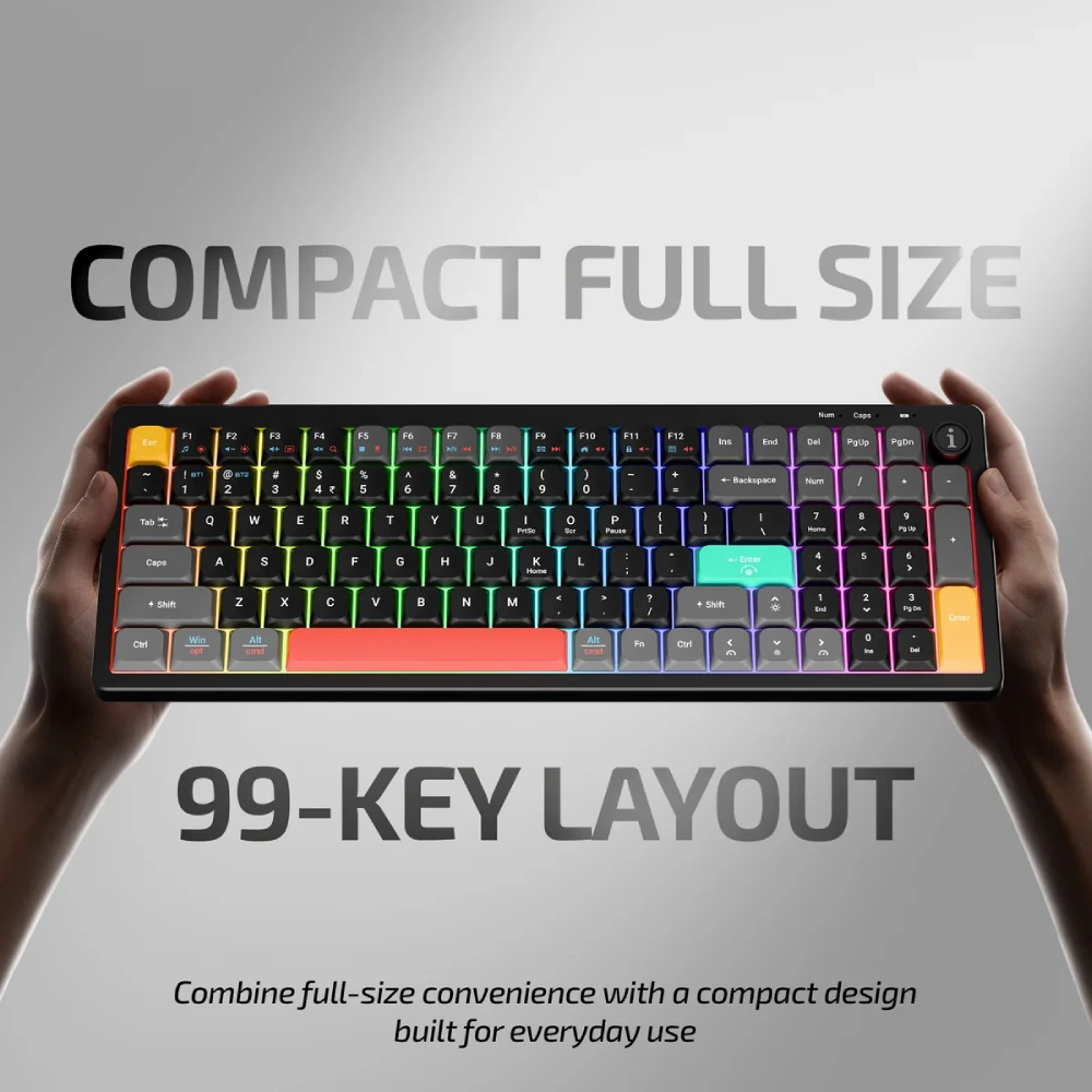 Iball Hybrid Wireless Keyboard RGB QWERTY S600 (Black) view 6